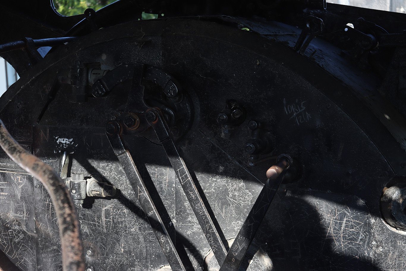 Inside of a train wagon that shows the equipment used to operate the train.